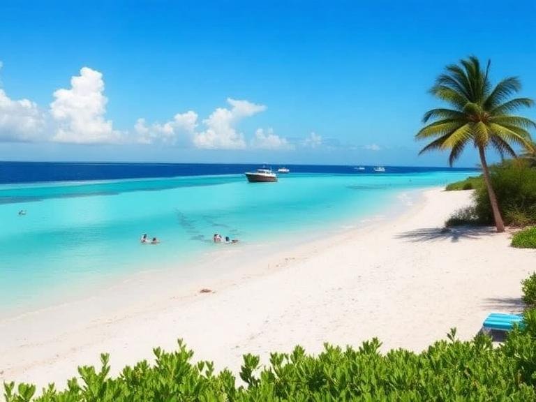 Things to do in Turks and Caicos featuring a pristine white sand beach, turquoise waters, and people swimming near the shore